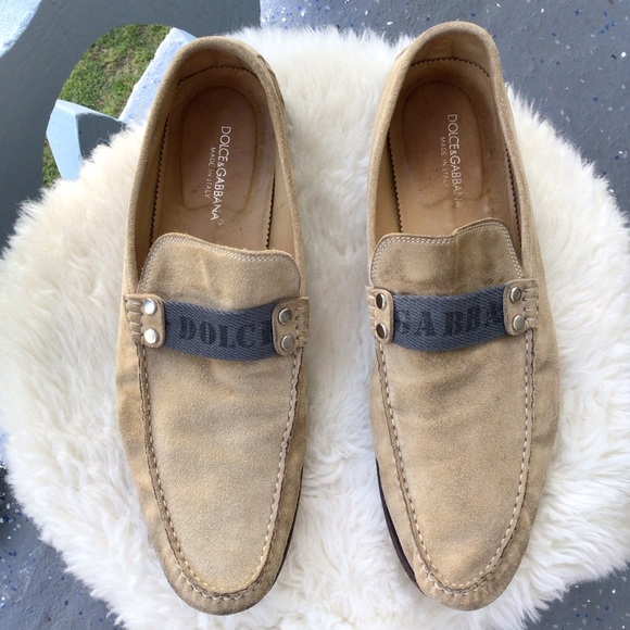 Dolce & Gabbana Mens Suede Leather Loafers Driving Shoes Signature Top Ribbon